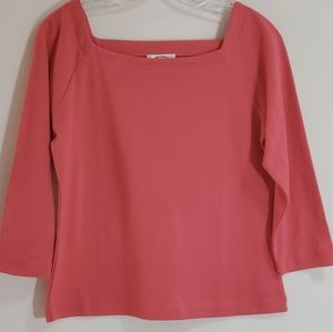 Talbots Square-Neck Top, Mango Pink, Sz S